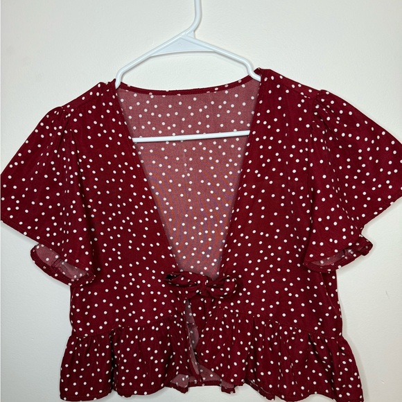 Polka Dot Red Women's Top - Picture 1 of 2